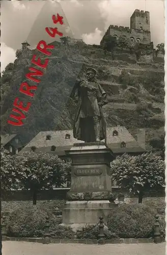 Kaub v. 1964  Blücherdenkmal mit Burg Gutenfels--  siehe Foto !!  (29970)