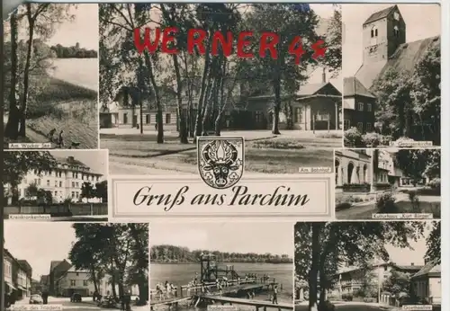 Gruß aus Parchim v. 1961  8 Stadtansichten  --  siehe Foto !!  (30341)
