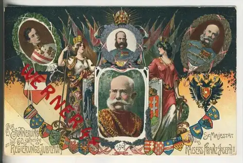Östereich v. 1908  Kaiser Franz Josef -- 60 Jahre Regierungs-Jubiläum  (30882)