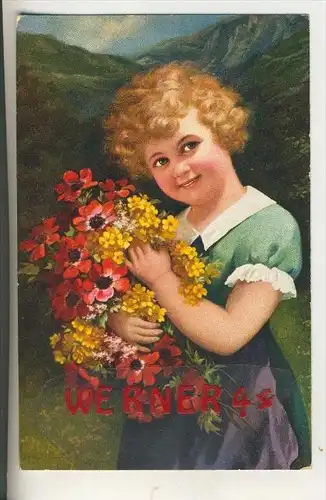 Mädchen mit ein Strauß Blumen v. 1934    (31807)