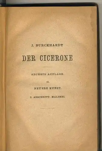 Jacob Burckhardt v. 1893  Der Cicerone - Zweiter Thell  III.   (31928)