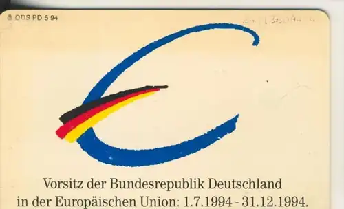 Telfonkarte chip 12 DM T Vorsitz der Bundesrepublik Deutschland in der Europäischen Union 1994  (3)
