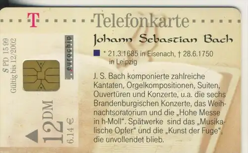 Telfonkarte chip 12 DM T Johann Sebastian Bach (4)