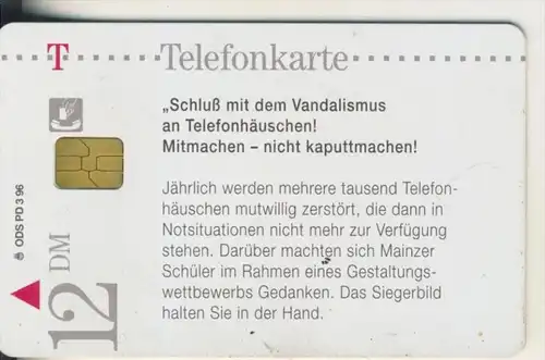 Telfonkarte chip 12 DM T Schluß mit dem Vandalismus an Telefonhäuschen! (6)