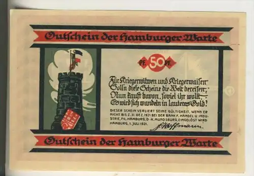 Hamburger Warte v. 1921  50 Pfennig  ( GUTSCHEIN )  (022)