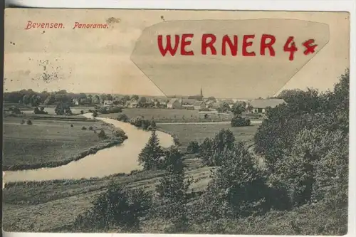 Bevensen v. 1915  Teil-Stadt-Ansicht mit dem Fluß   (33522)