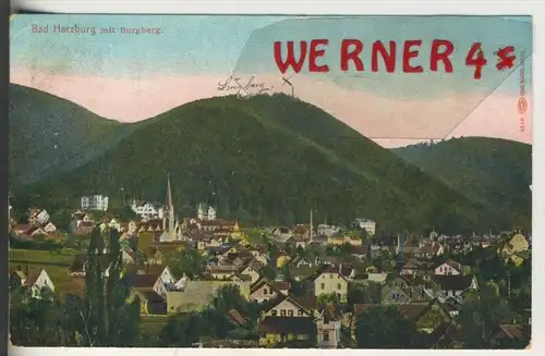 Bad Harzburg v. 1912  Teil Stadt Ansicht mit Burgberg   (33582)