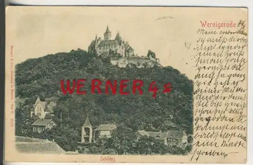 Wernigerode v. 1905  Schloß und Siedlung (Teil-Prägedruck)   (33745)