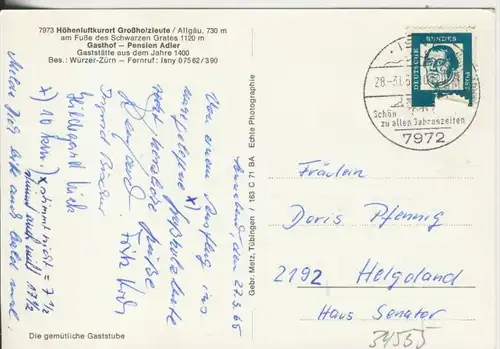 Großholzleute v. 1965  Gasthof "Pension Adler", Inh. Würzer-Zürn  (34555)