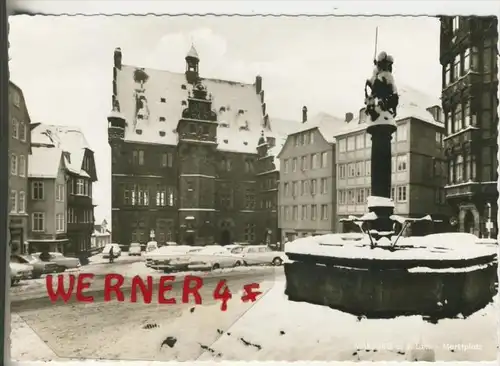 Marburg v. 1966  Marktplatz im Winter  (36792)