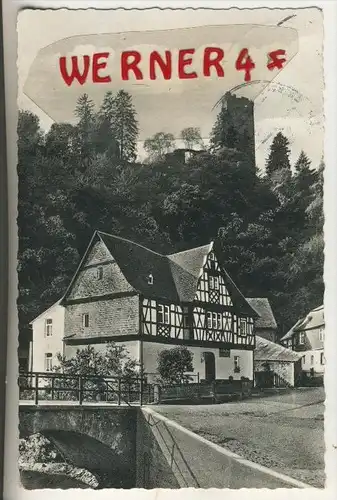 Burgruine Grenzau mit Gasthaus zur Burg v. 1962   (37523)