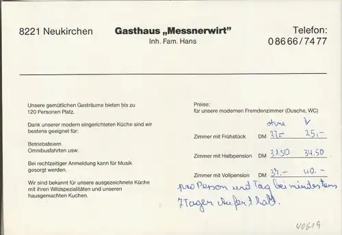 Neukirchen am Teisenberg v. 1980  Gasthaus "Messnerwirt" & Dorf-Ansicht--KLAPPKARTE-- (40619)