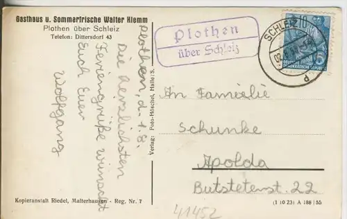 Plothen ü. Schleiz v. 1955  Am Mittelteich  (41452)