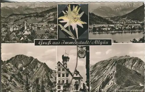 Gruss aus Immenstadt v. 1958  5 Ansichten mit Original Edelweis  (42559)