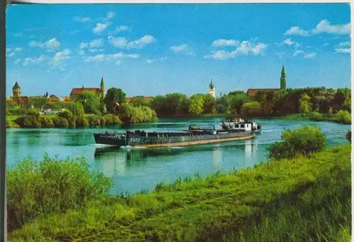 Straubing v. 1973  Partie an der Donau mit Lastschiff Rosenburg  (43057)