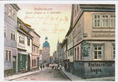 Waltershausen v. 1935  Hauptstrasse mit dem Rathskeller  (44180)