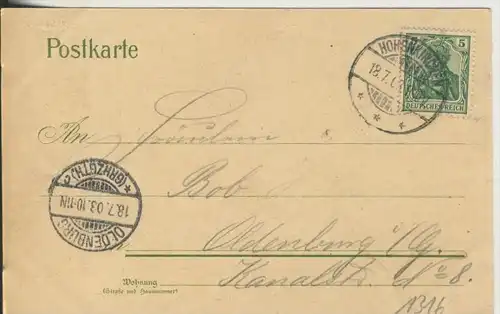 Gruss aus Hohenkirchen v. 1903  Hotel zur Post,Bismarck Eiche,Onnen`s Gasthof,Dorfansicht  (1316)