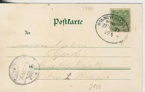 Gruss aus Northeim v. 1898  Marktplatz,Seminar,Post,Aussichtsturm,Dorfansicht  (2106)