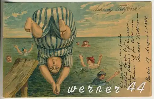 Beim Baden v. 1899  "Achtung Fettfleck"  (45628)