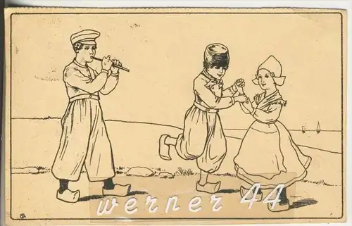 Ein Flötenspieler und Kinder tanzen dazu v. 1921   (45633)