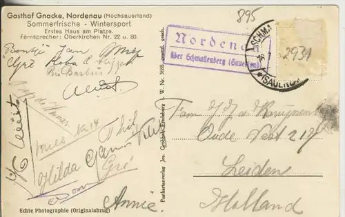 Nordenau v. 1938  Dorfansicht mit Gasthof Gnacke  (2931)
