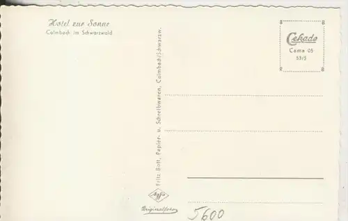 Calmbach v.1953 Hotel "Zur Sonne" (5600)