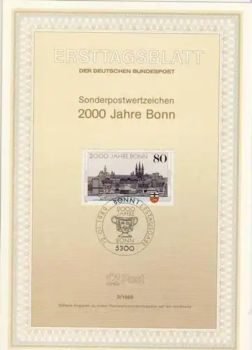 BRD - ETB (Ersttagsblatt) 3/1989 Michel 1402 - 2000 Jahre Bonn