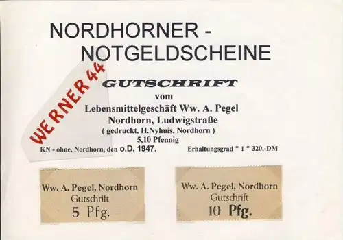 Städte Notgeldscheine -  v. 1947 Nordhorn 5,10 Pfg.  "NOTGELD" (978)