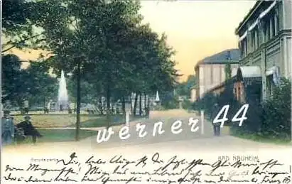 Bad Nauheim v. 1905  Sprudelpartie mit Park und Häuser  (27155)
