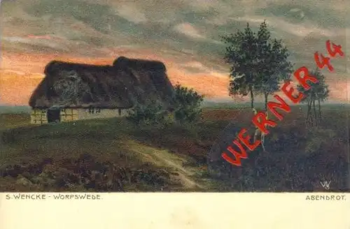 Worpswede v. 1904  Abendrot vom S. Wencke - siehe Foto !!   (36102)