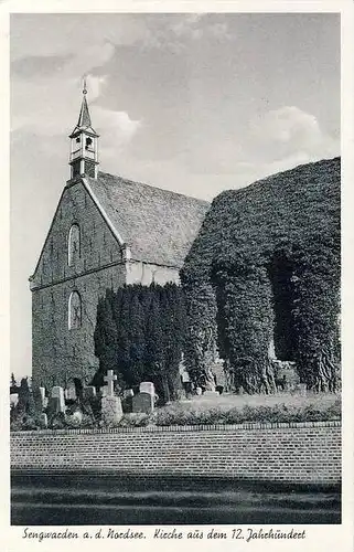 Sengwarden v. 1954  Kirche aus dem 12. Jahrhundert mit Friedhof  (32136)