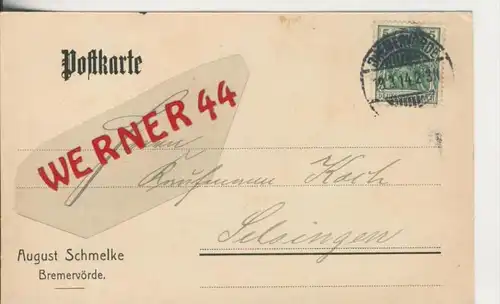 Bremervörde v. 1914   August Schmelke,Bremervörde  (Postkarte)   ---  siehe Foto !!   (28720)