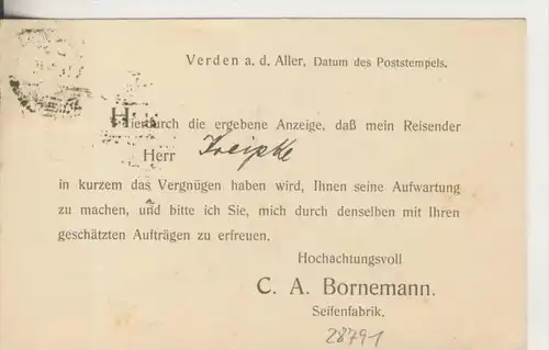 Verden v. 1921  Firma C.A. Bornemann,Seifenfabrik    (Postkarte)   ---  siehe Foto !!   (28791)