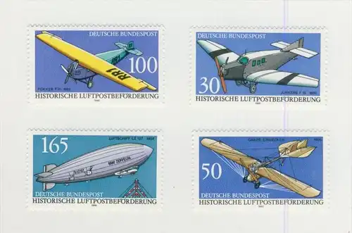 Historische Luftbeförderung v. 1991   30,50,100,165 Pfennig   (33)