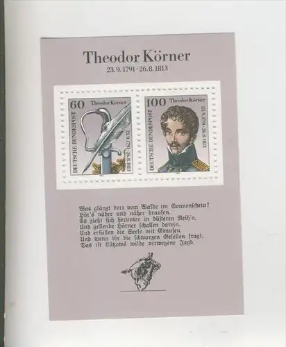 Karl Theodor Körner v. 1991  60 + 100  Pfennig (Block)  (57)
