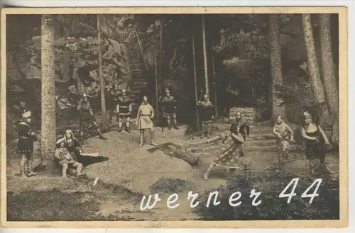 Wunsiedel v.1925  Offizielle Festspielkarte, Volksschauspiel "Die Losburg"--Räuberszene  (3440)