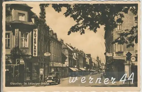 Glauchau.v.1938 Leipzigerstr.,Zauber,Garten,Kneipe "Zum Löwen",Eis,Frisuer Bleyle,weitere Geschäfte(5857)