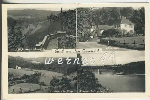 Gruss aus dem  Ennepetal v.1953 Hohenstein,Ahlhausen,Kraftwerk bei Burg,Ennepetal Talsperre  (5896)