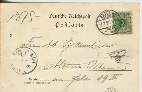 Gruss aus Eutin v ""1895""  Voss Haus,Luisen Zimmer,Voss Brücke,Weg nach Agnes Werder  (5930)