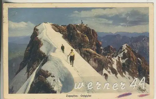 Zugspitze v.1943 Ostgipfel mit dem Kreuz  (6099-19)