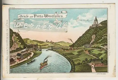 Porta Westfalica v.1897 Stadt,Fluß,Berge usw. (6113)