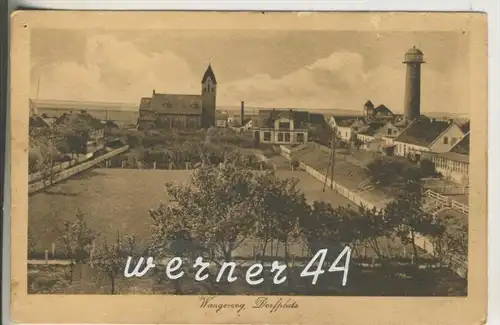 Wangeoog v.1934 Dorfplatz mit Deich und Kirche & Leuchtturm (6221)