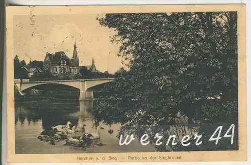 Herchen an der Sieg v.1912 Partie an der Siegbrücke (6767)