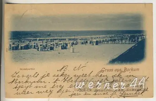 Gruss aus Borkum v. 1902 Strandparthie (6994)