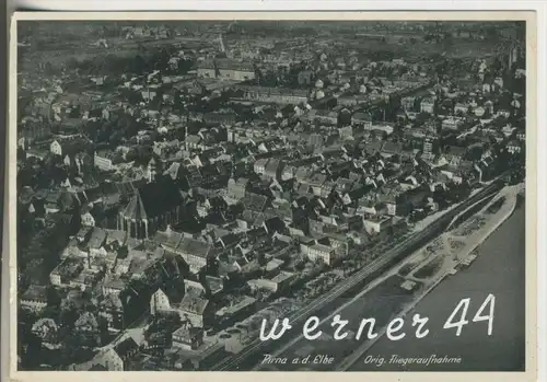 Pirna v.1944  Fliegeraufnahme -- Teil-Stadt-Ansicht  (8341)
