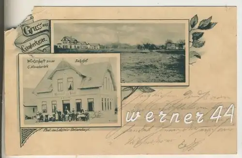 Gruss aus Ganderkesee v. 1900 Wirtschaft "Zum Bahnhof",Inh. G. Nienaber, und Dorfansicht  (8899-020)