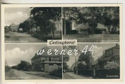 Collinghorst v.1937  Partie im Steenblock,Kriegerdenkmal,Kirchstrasse,Kaufhaus Battermann  (10424)