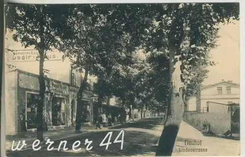 Neuhof v.1915  Lindenstrasse mit Hotel,Rasir-Salon,Logir Haus,Butter-Käse Haus (11285)