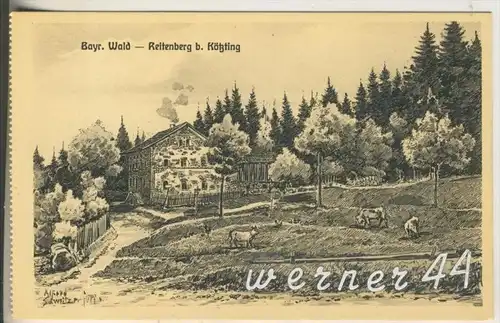 Reitenberg bei Kötzting v.1927 Bauernhof  (gezeichnet Albert Schweitzer)(11412)