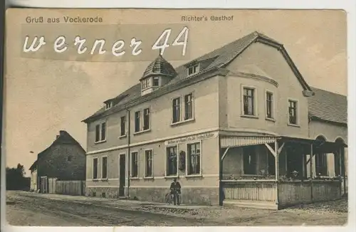 Gruss aus Vockerode v.1913 Richter`s Gasthof "Gasthof zur schönen Eiche"  (16683)